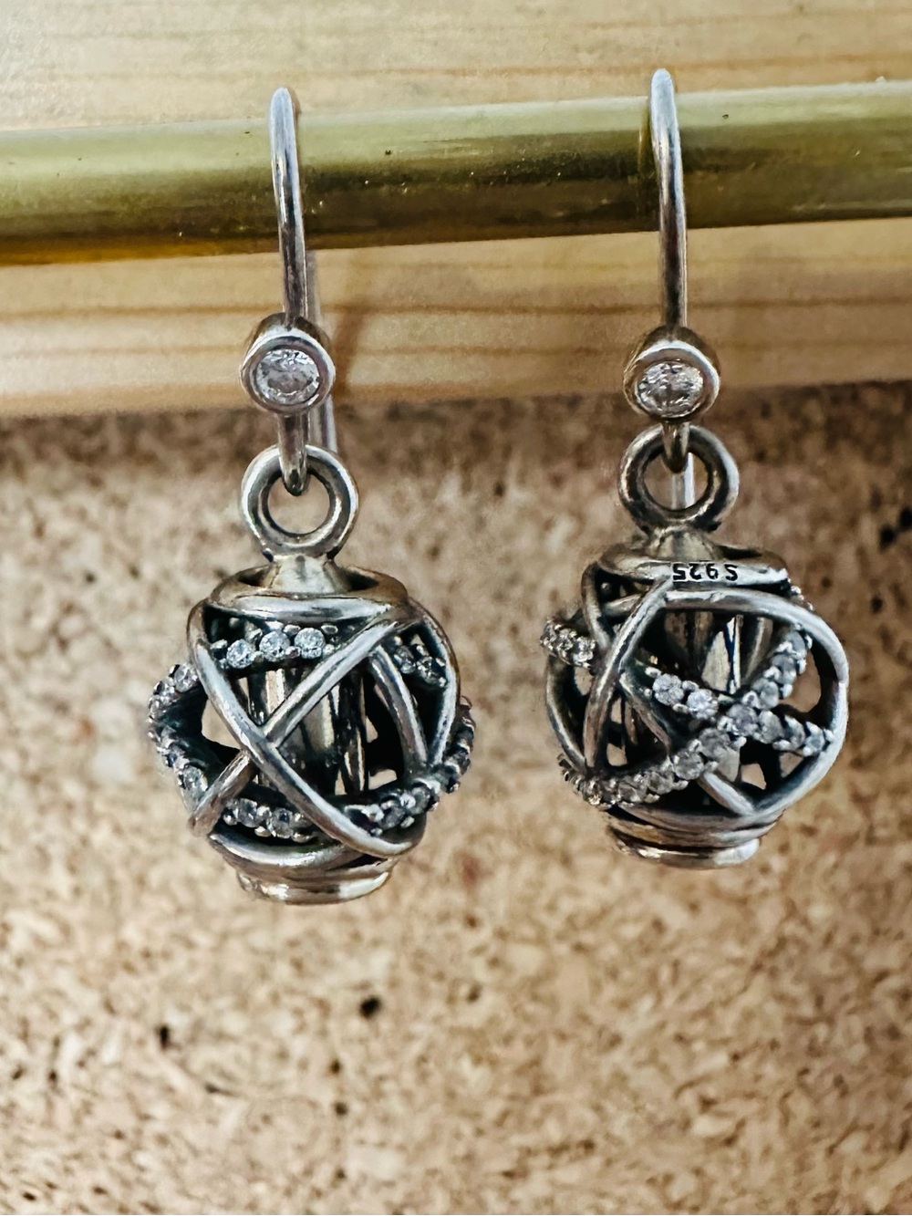 Pendora Sterling Silver and Cubic Zirconia Pendant Earrings - Galaxy Charms